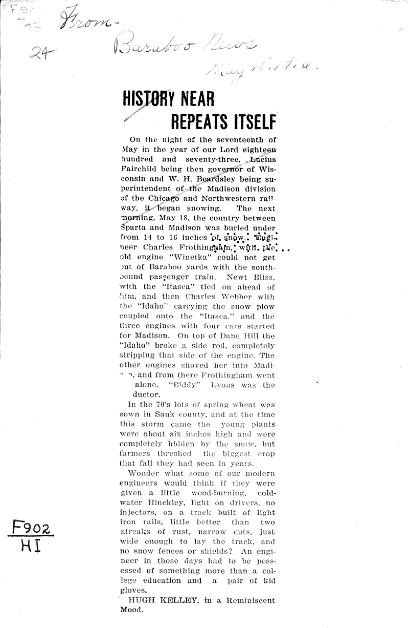 History near repeats itself Source: Baraboo Daily News Topics: Government and Politics Date: 1916-05-18