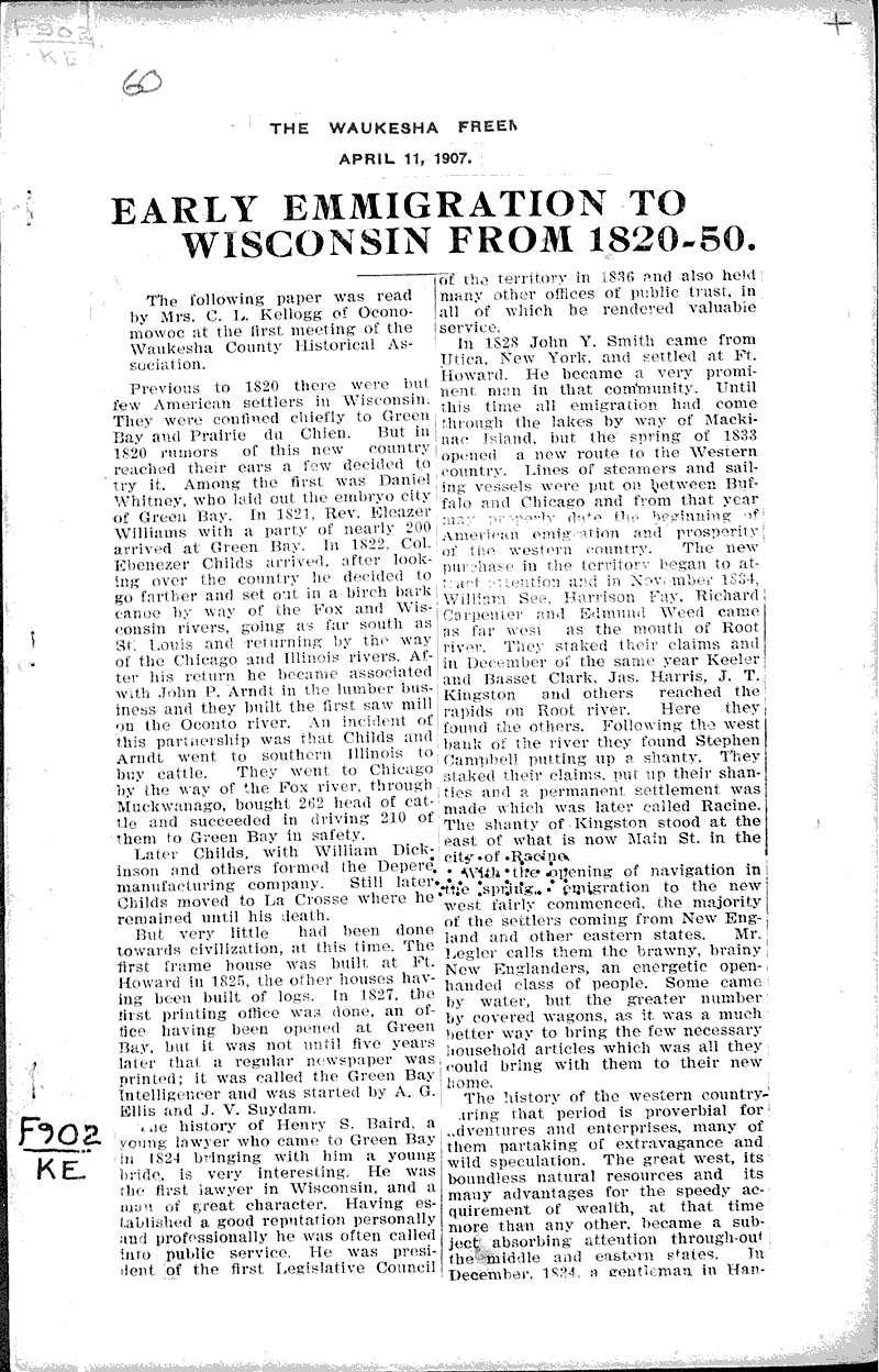  Source: Waukesha Freeman Topics: Education Date: 1907-04-11