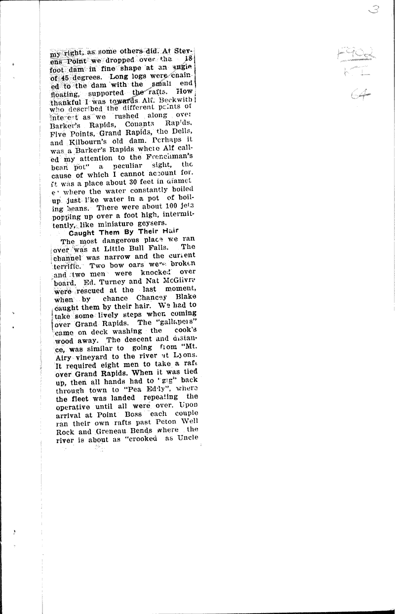 Thrills of rafting days on Wisconsin Source: Baraboo Daily News Topics: Transportation Date: 1920-03-04