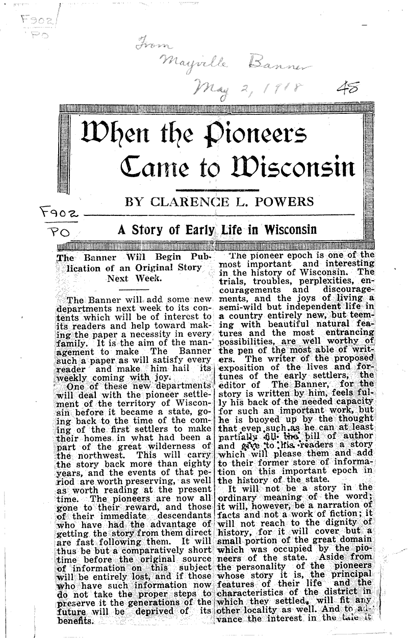  Source: Mayville Banner Date: 1918-05-02