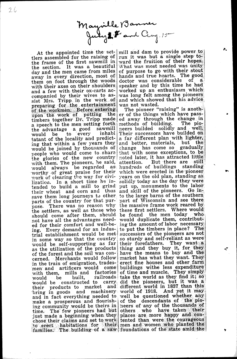  Source: Mayville Banner Date: 1918-05-02