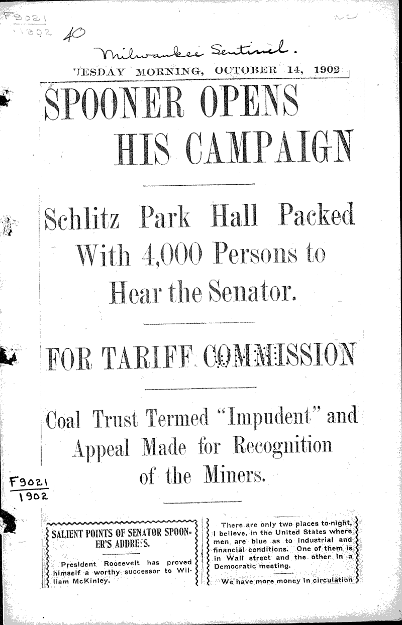  Source: Milwaukee Sentinel Topics: Government and Politics Date: 1902-10-14