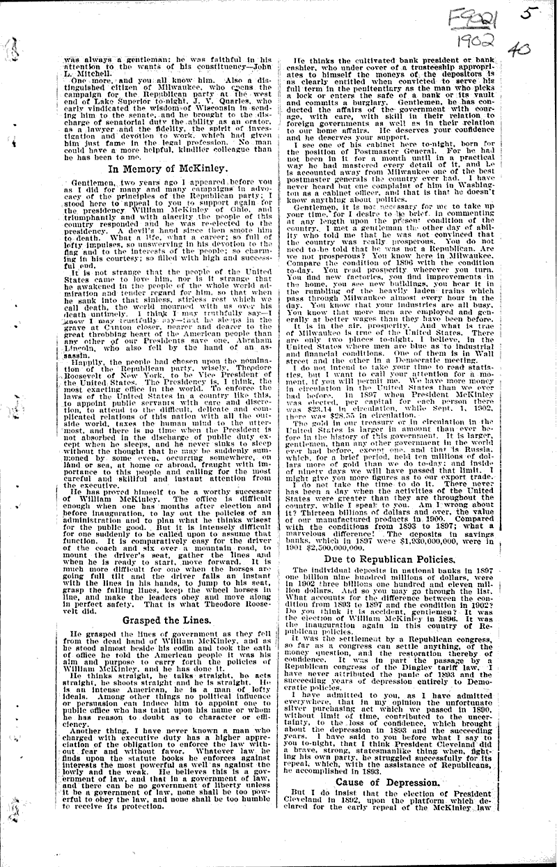  Source: Milwaukee Sentinel Topics: Government and Politics Date: 1902-10-14