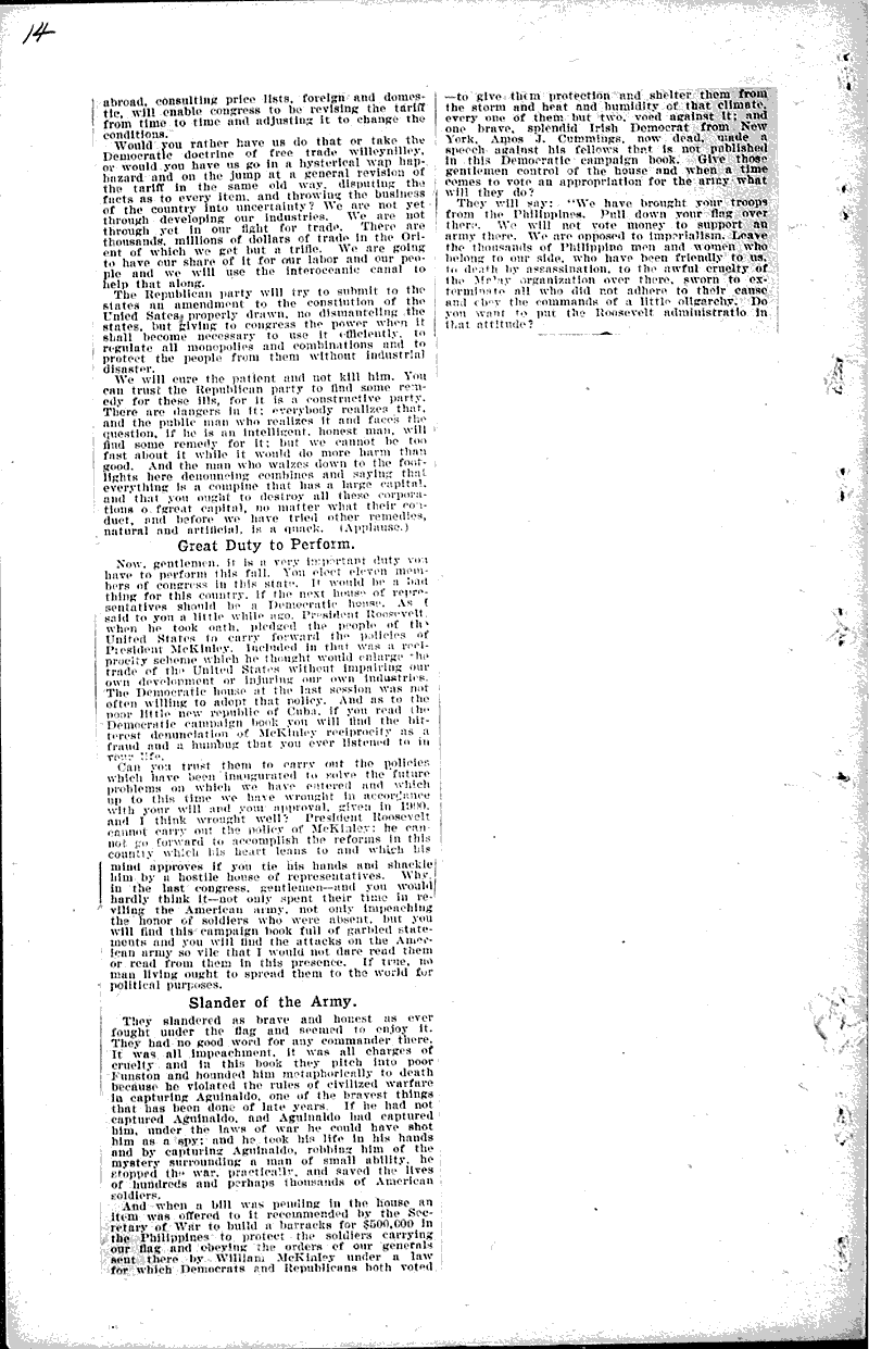  Source: Milwaukee Sentinel Topics: Government and Politics Date: 1902-10-14