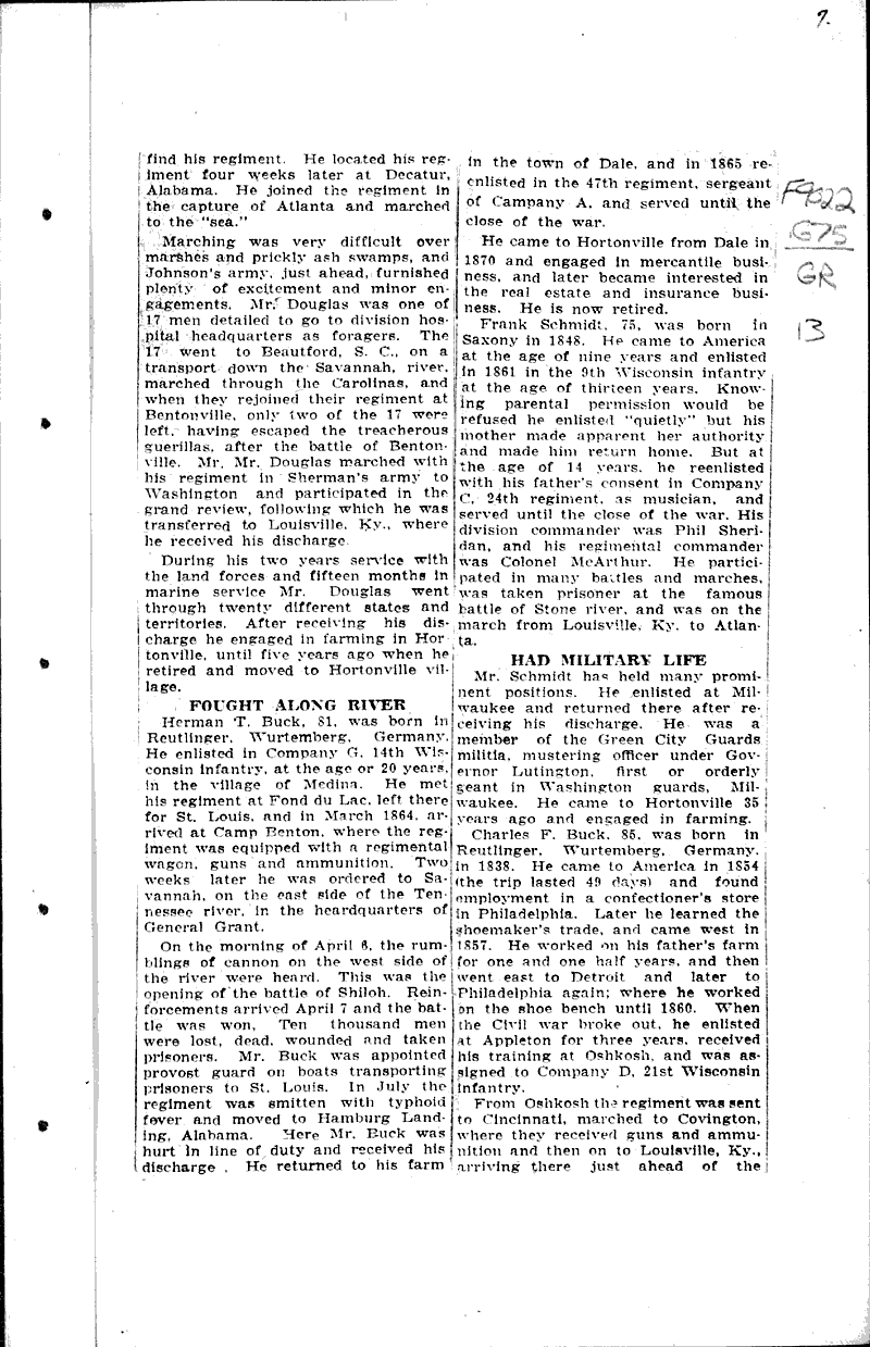  Source: Appleton Crescent Topics: Civil War Date: 1922-12-29
