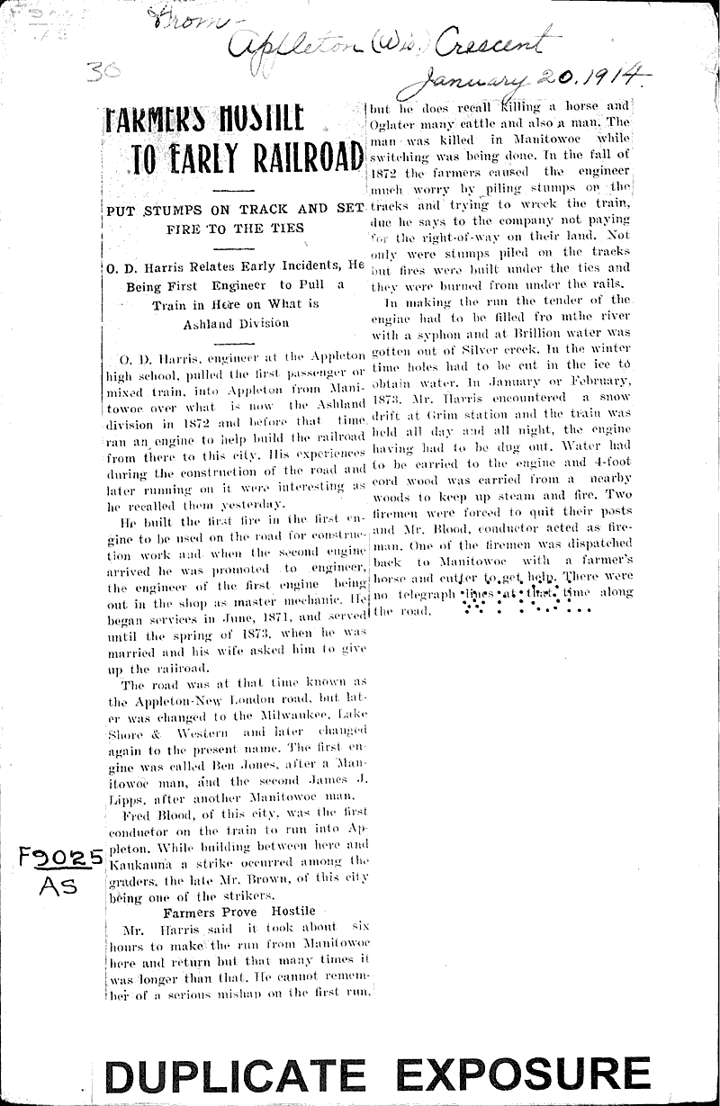  Source: Appleton Crescent Topics: Transportation Date: 1914-01-20