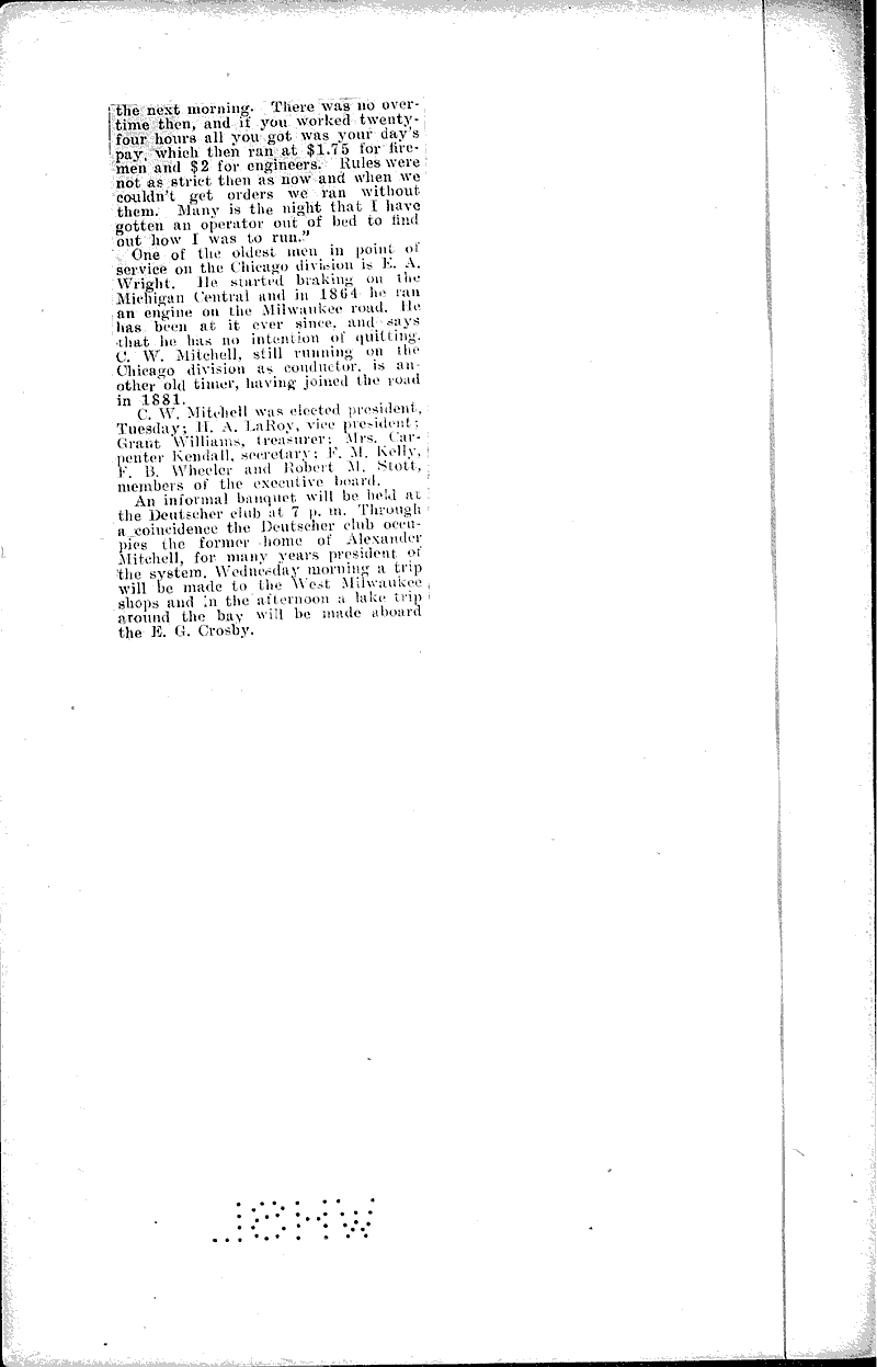 Old railway men talk of the past Source: Milwaukee Journal Topics: Transportation Date: 1916-08-15
