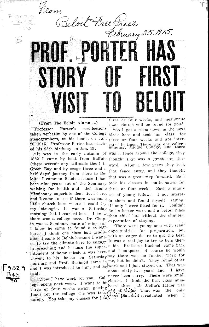  Source: Beloit Free Press Topics: Education Date: 1915-02-25