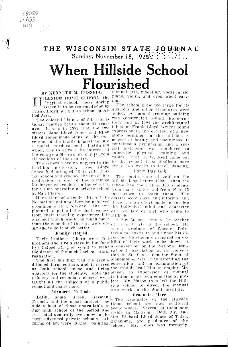  Source: Wisconsin State Journal Topics: Education Date: 1928-11-18