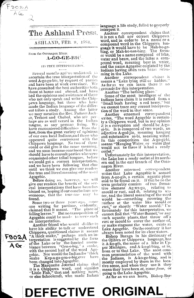  Source: Ashland Daily Press Topics: Indians and Native Peoples Date: 1884-02-09