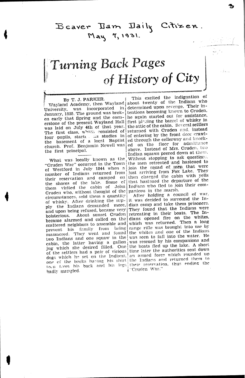  Source: Beaver Dam Daily Citizen Date: 1931-04-07