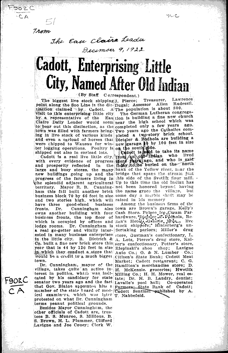  Source: Eau Claire Leader Date: 1922-12-09