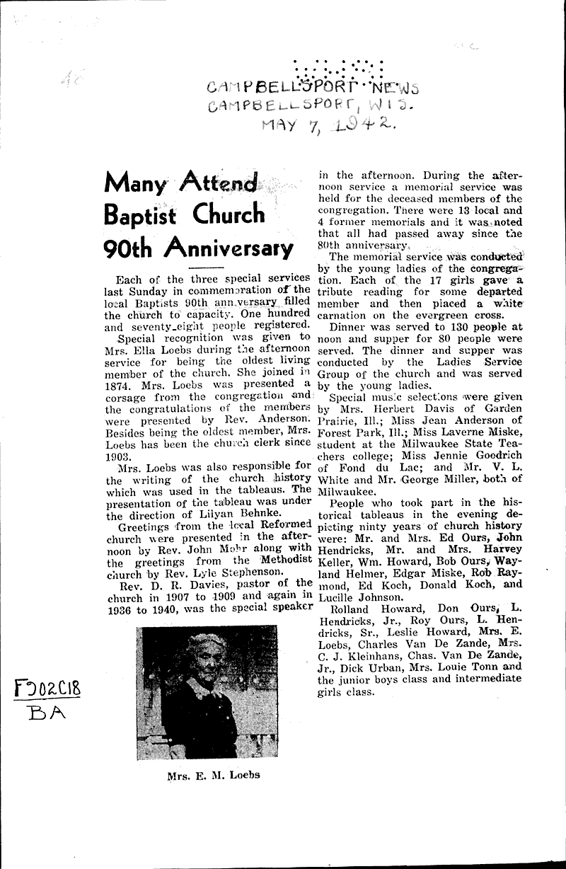  Source: Campbellsport News Topics: Church History Date: 1942-05-07
