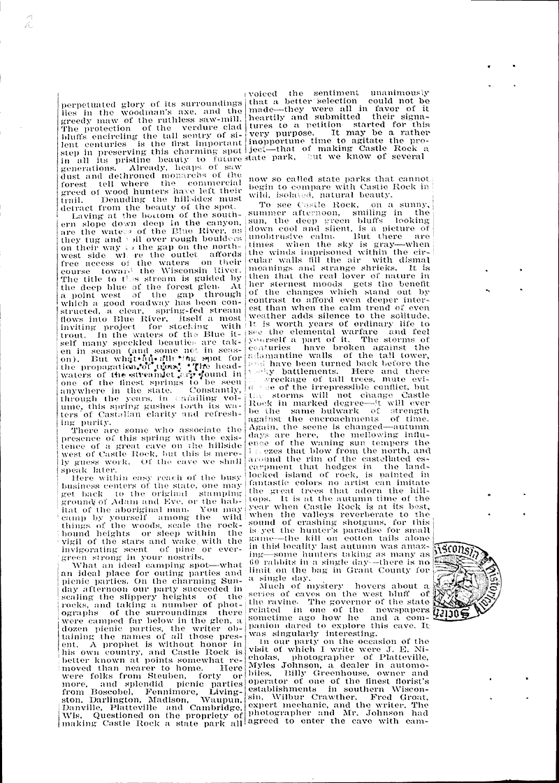 Castle Rock - nature's favorite child Source: Fennimore Times Date: 1924-01-16