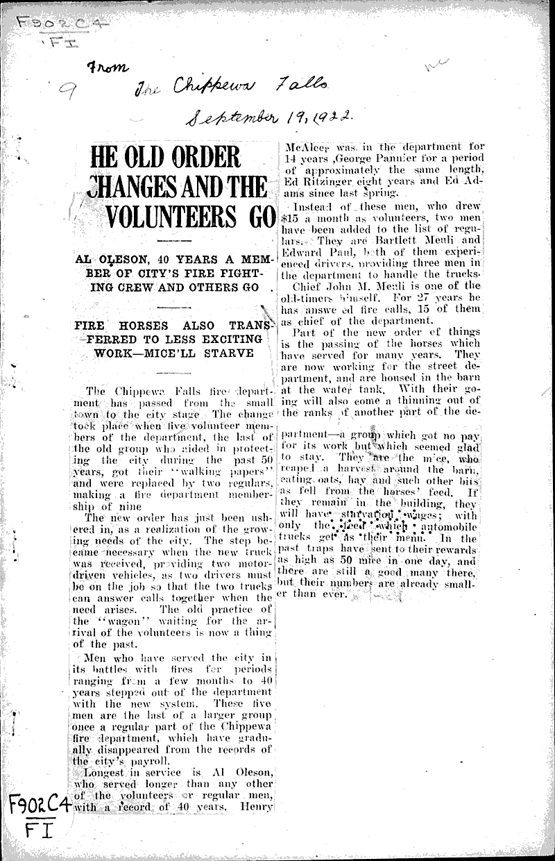  Source: Chippewa Herald Date: 1922-09-19