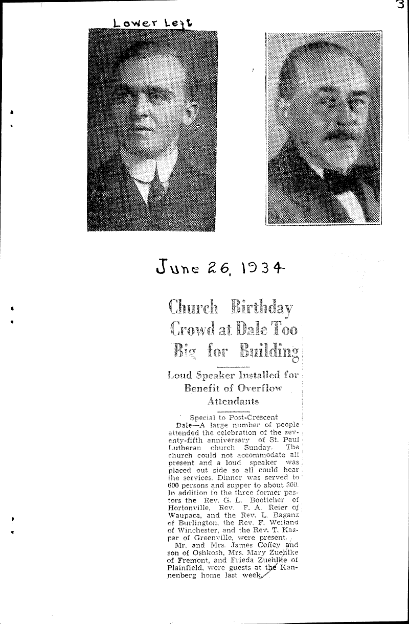  Source: Appleton Post-Crescent Topics: Church History Date: 1934-06-23