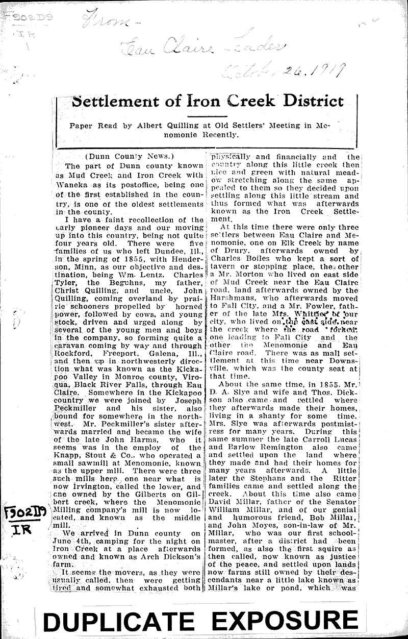  Source: Eau Claire Leader Topics: Immigrants Date: 1919-10-26