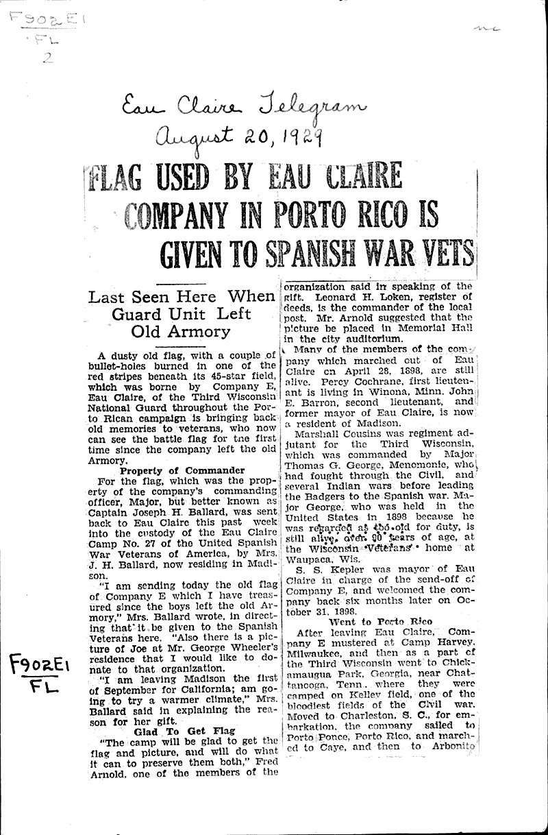  Source: Eau Claire Telegram Topics: Wars Date: 1929-08-20
