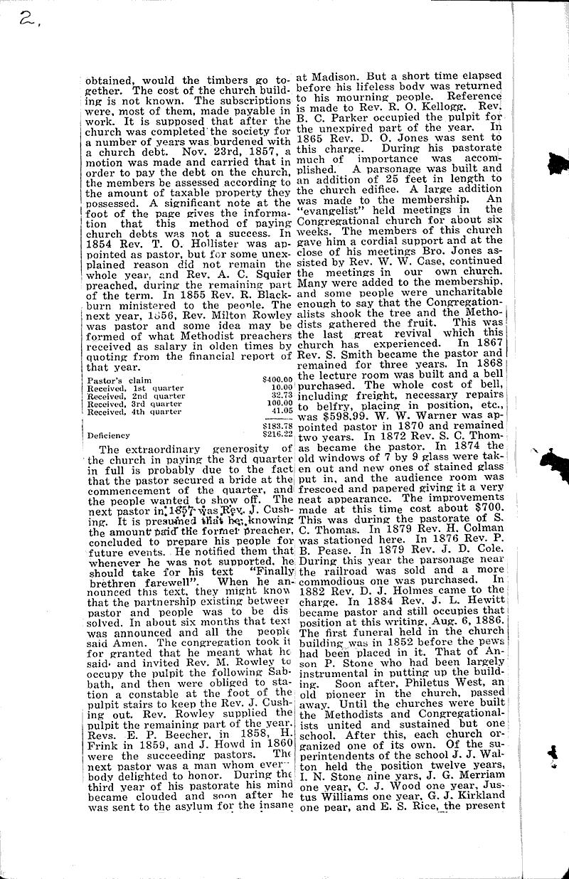 Early history of m. e. church of fort atkinson Source: Fort Atkinson Union Topics: Church History Date: 1923-10-19