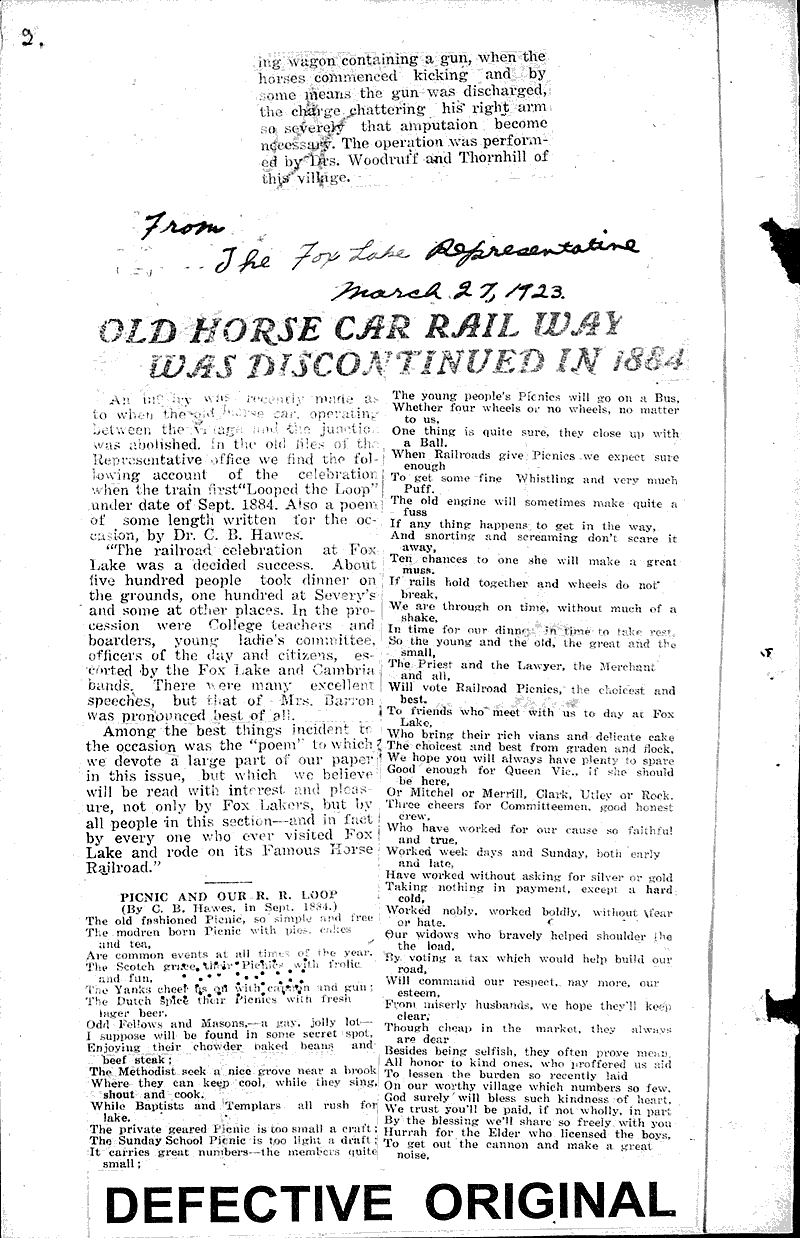  Source: Fox Lake Representative Topics: Transportation Date: 1923-03-27