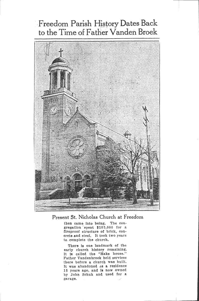  Source: Appleton Post-Crescent Topics: Church History Date: 1935-07-15