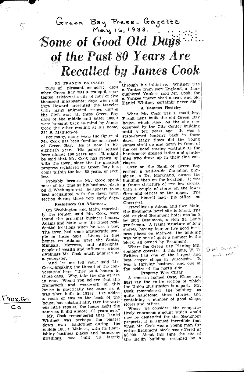 Source: Green Bay Press Gazette Date: 1933-05-16