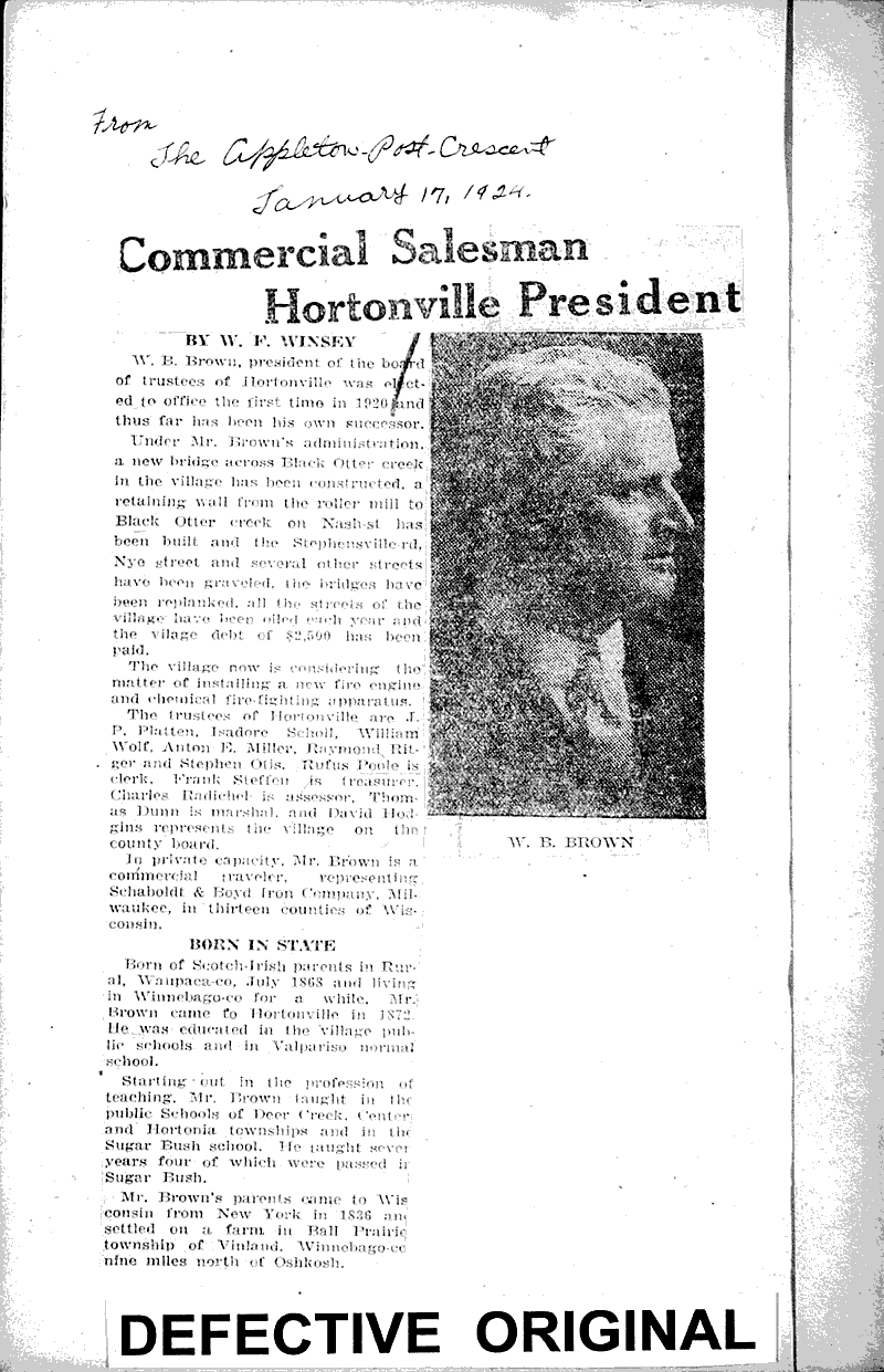  Source: Appleton Post-Crescent Topics: Government and Politics Date: 1924-01-17