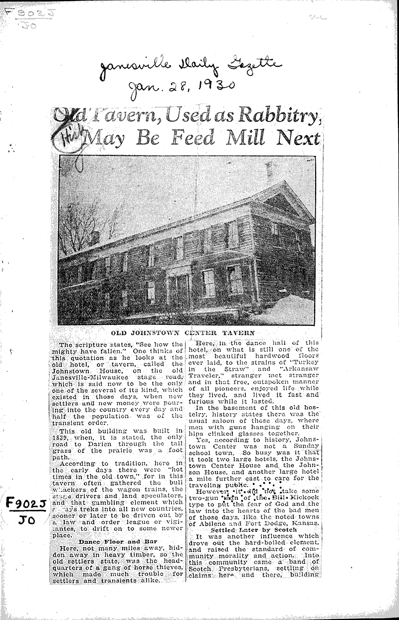  Source: Janesville Daily Gazette Topics: Architecture Date: 1930-01-28