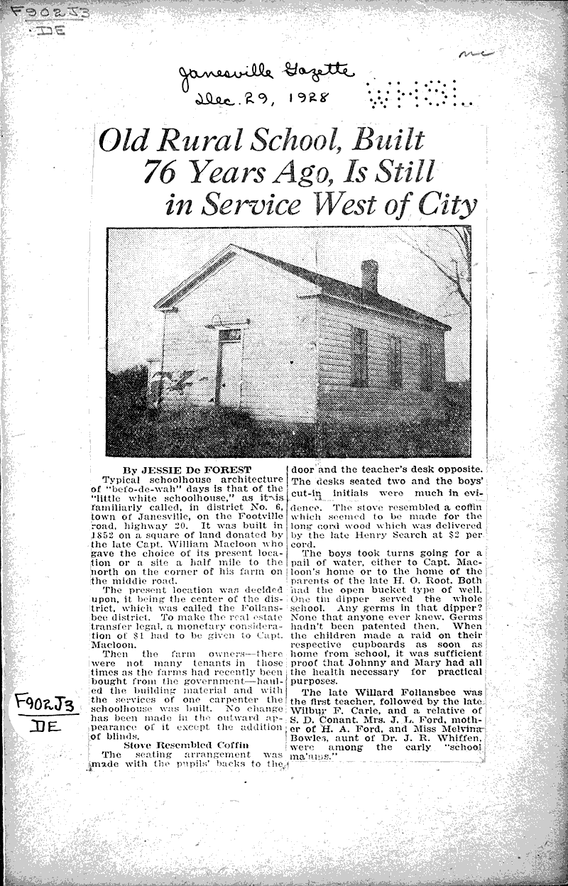  Source: Janesville Gazette Topics: Education Date: 1928-12-29