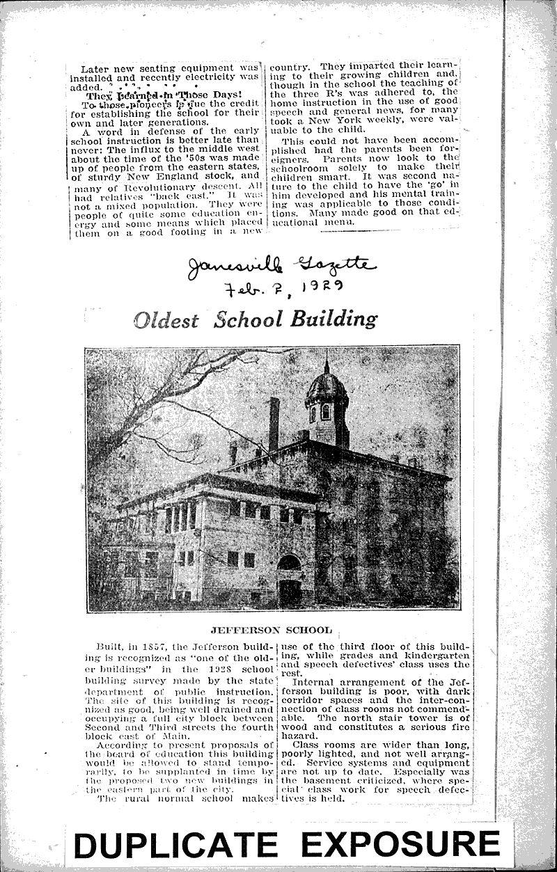 Source: Janesville Gazette Topics: Education Date: 1928-12-29