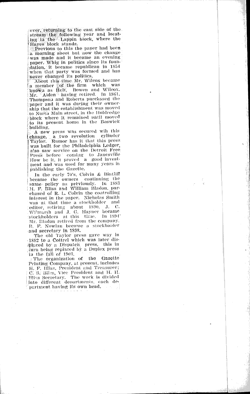 Brief history of the Gazette Source: Janesville Gazette Date: 1910-08-19