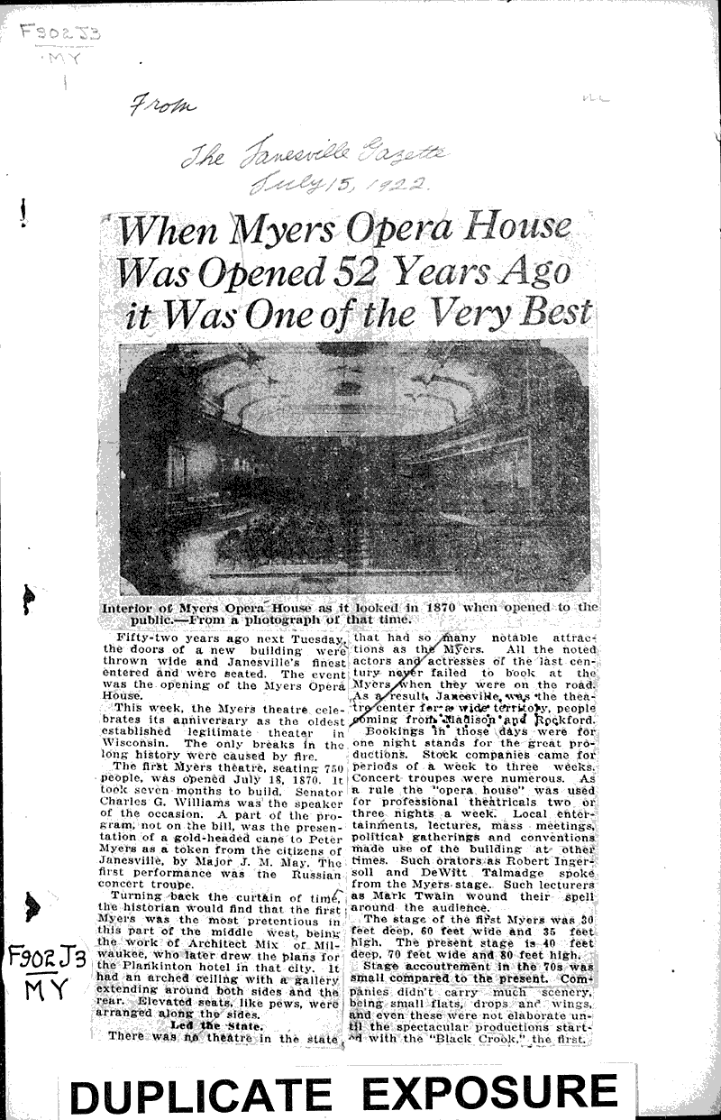  Source: Janesville Gazette Topics: Architecture Date: 1922-07-15