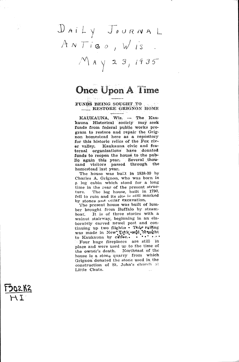 Once upon a time; funds being sought to restore Grignon home