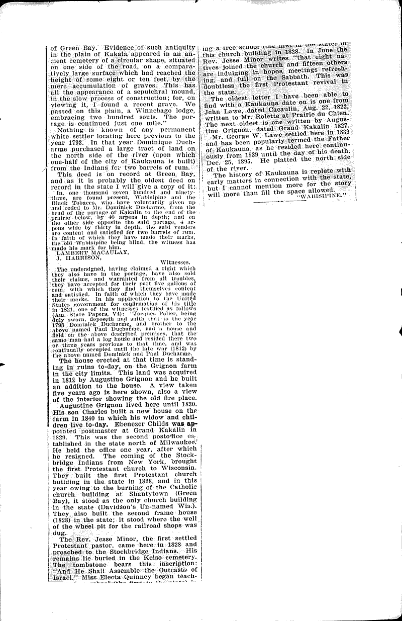 A short history of the city of Kaukauna Newspaper Article/Clipping