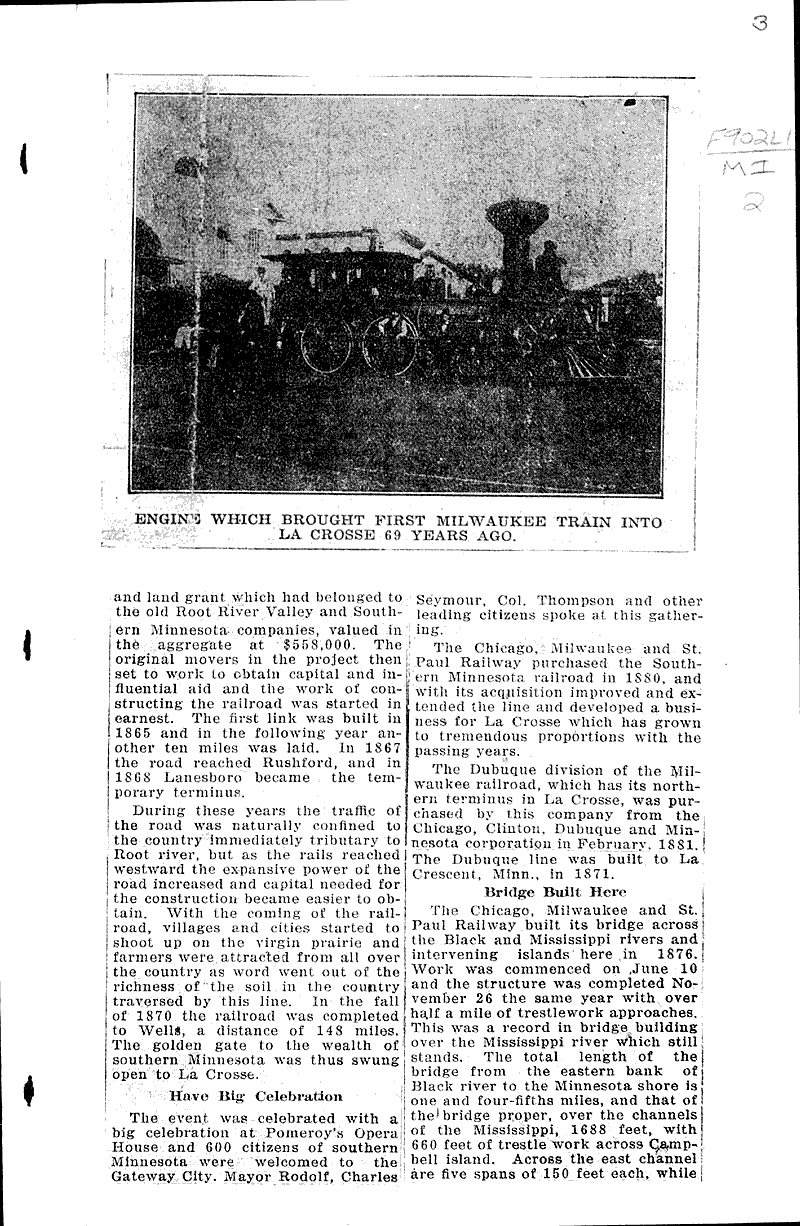  Source: La Crosse Tribune and Leader-Press Topics: Transportation Date: 1927-01-30