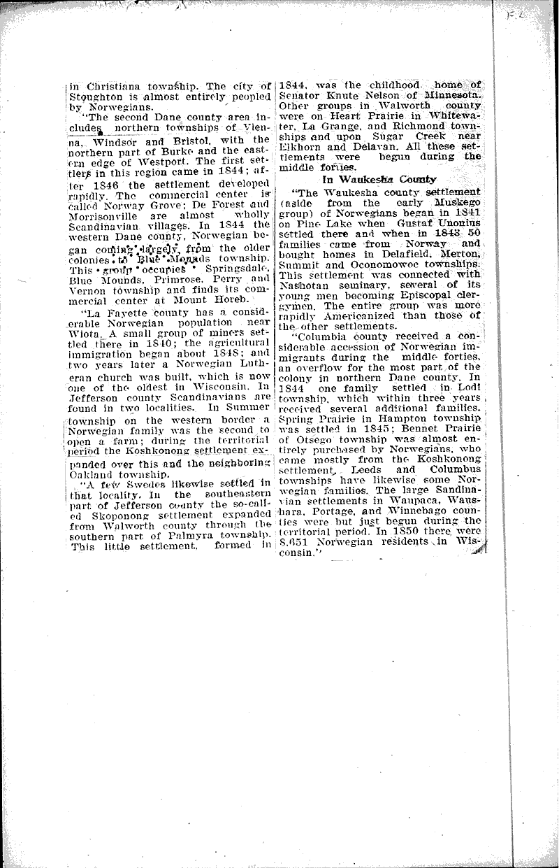 Norwegians among first farmers in La Crosse county Source: La Crosse Tribune Topics: Immigrants Date: 1923-07-01