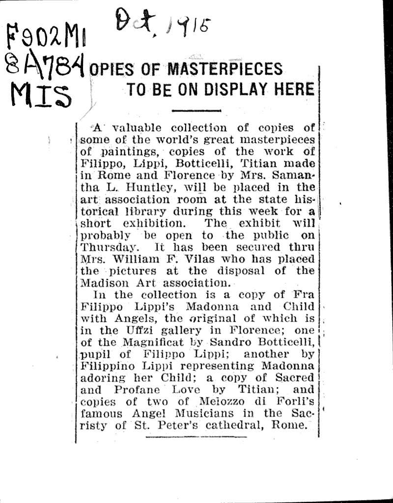  Topics: Art and Music Date: 1916-10-??