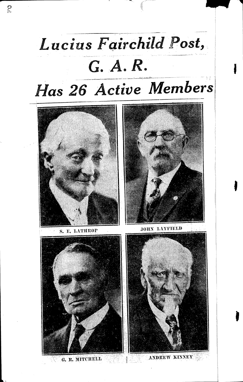Lucius Fairchild G.A.R. post has 26 active members Topics: Civil War