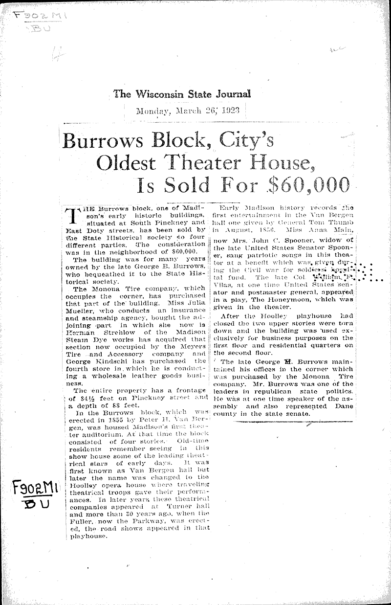  Source: Wisconsin State Journal Topics: Architecture Date: 1923-03-26