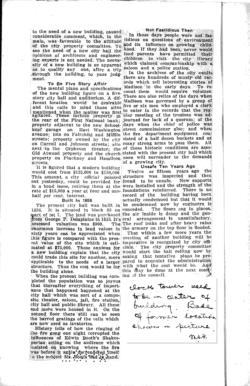  Source: Wisconsin State Journal Topics: Architecture Date: 1915-02-21