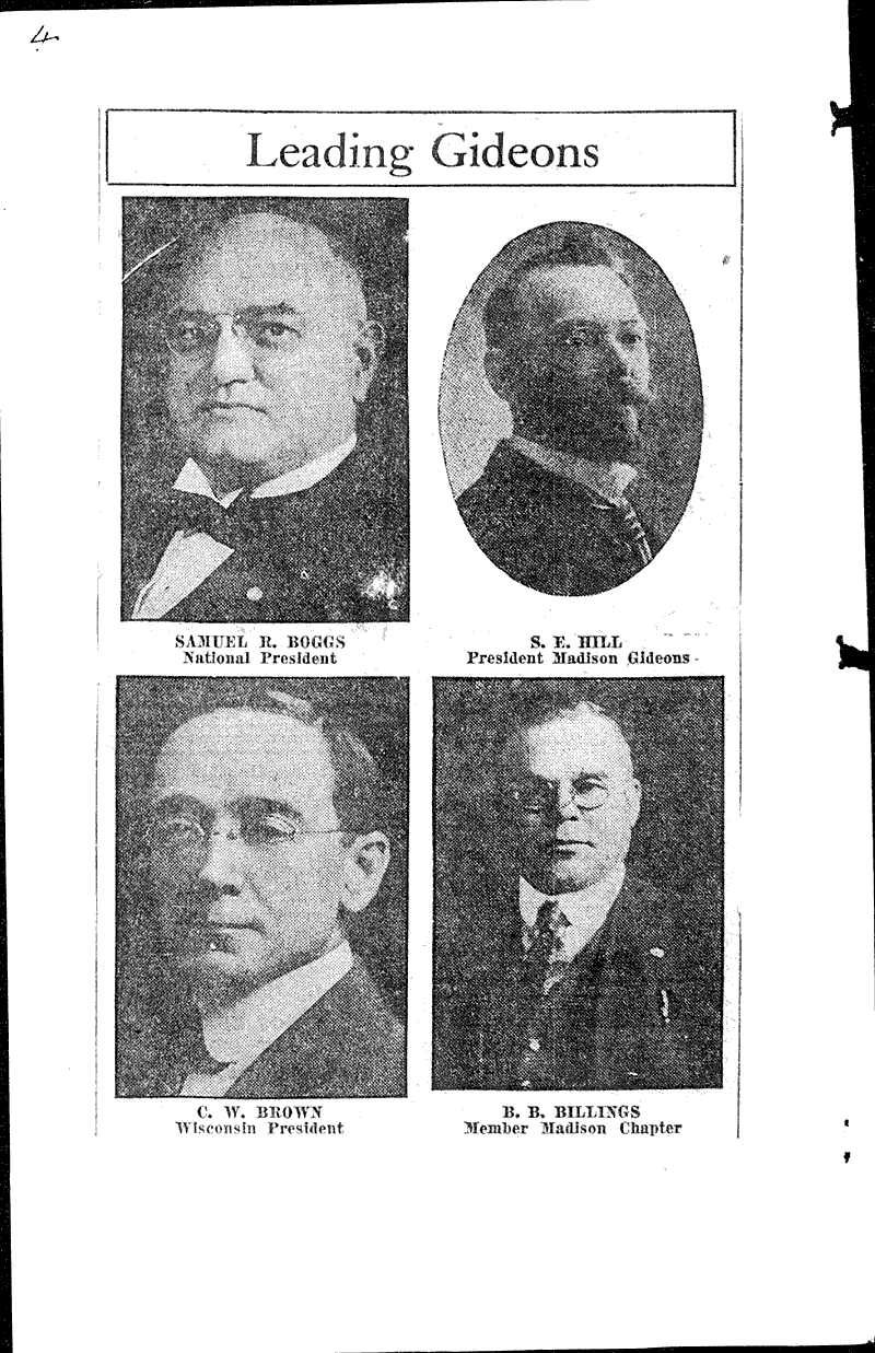 Madison to be host to national Gideon convention Source: Wisconsin State Journal Topics: Church History Date: 1924-07-13