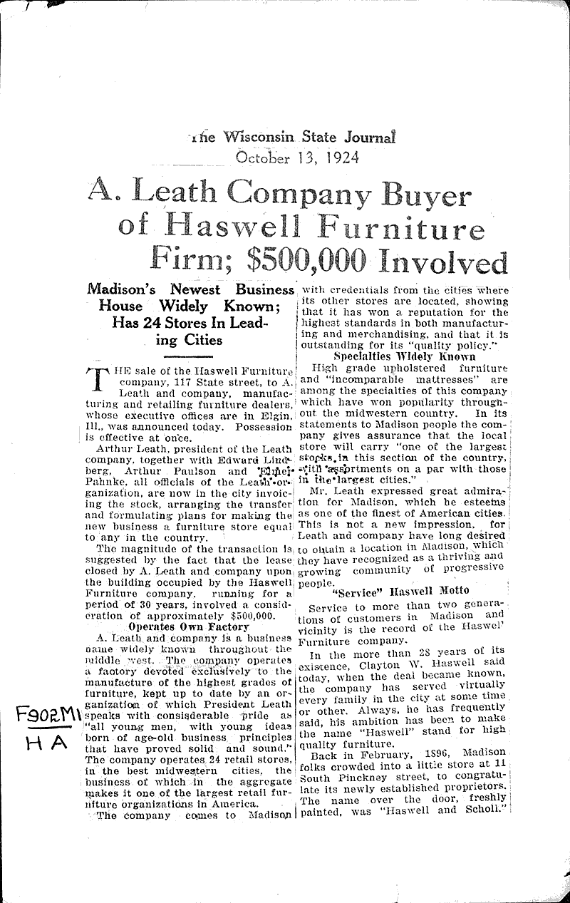  Source: Wisconsin State Journal Topics: Industry Date: 1924-10-13