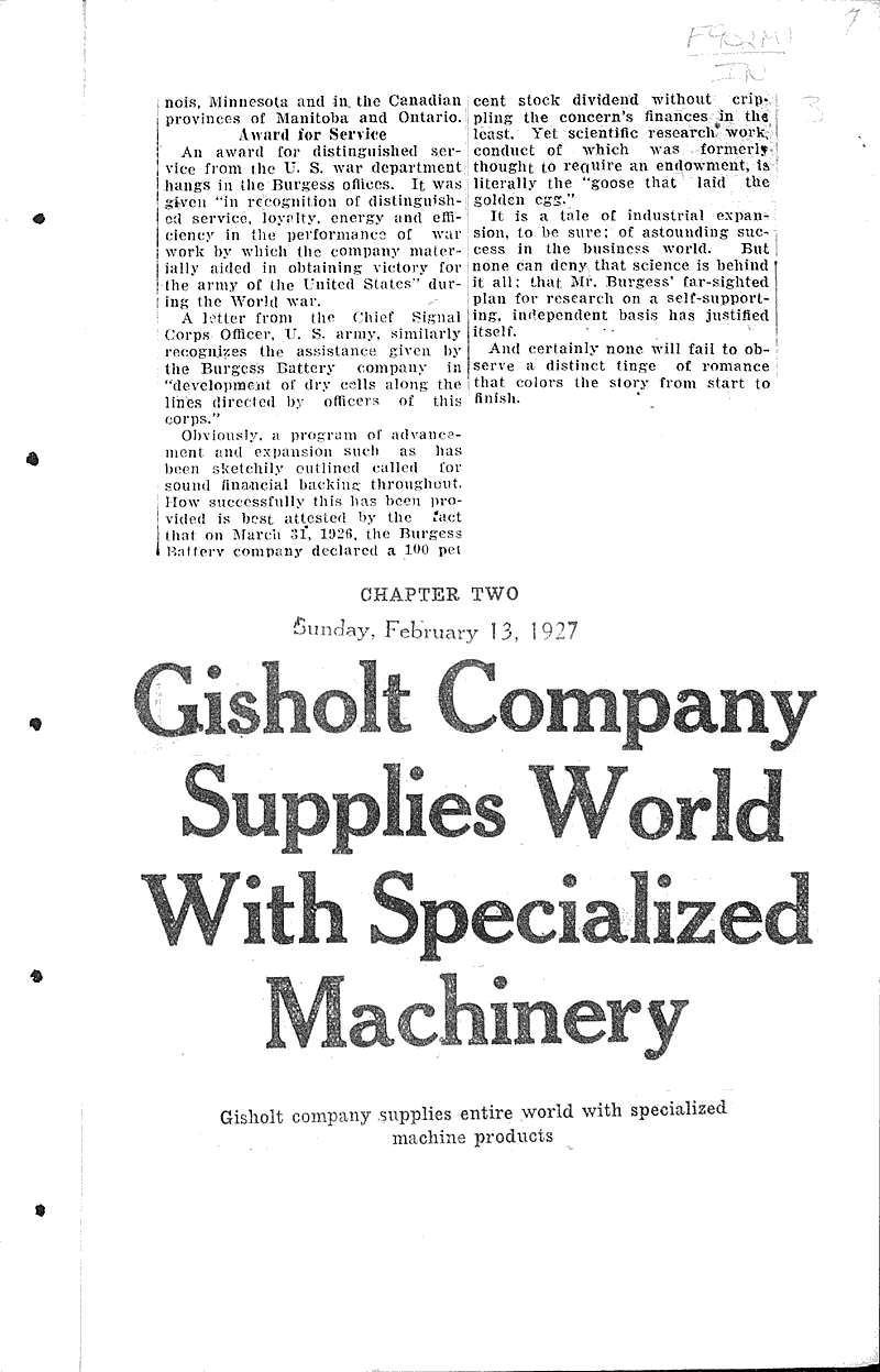  Source: Wisconsin State Journal Topics: Industry Date: 1927-02-12