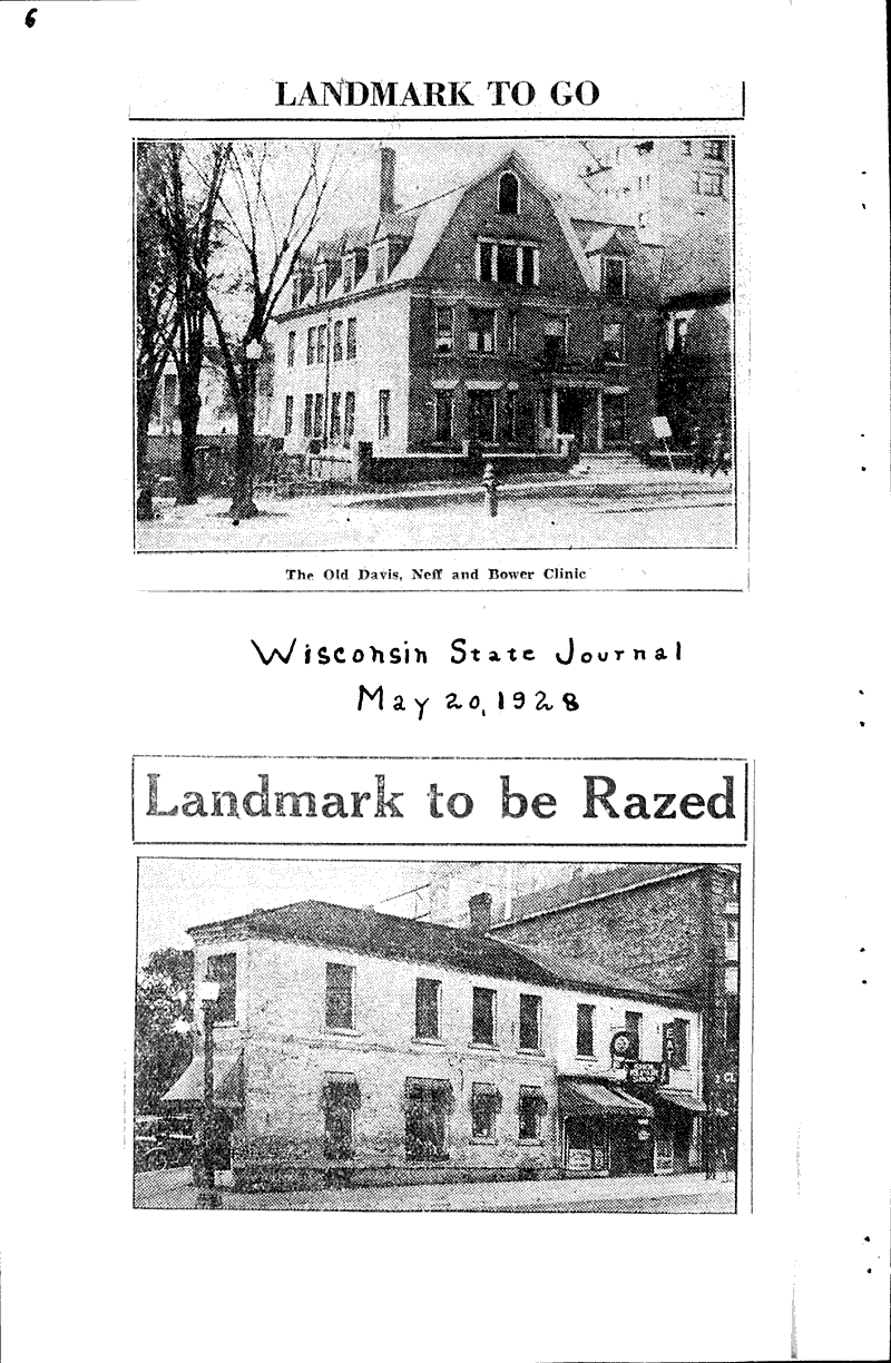 Historic buliding to be razed tomorrow Topics: Architecture Date: 1928-03-20