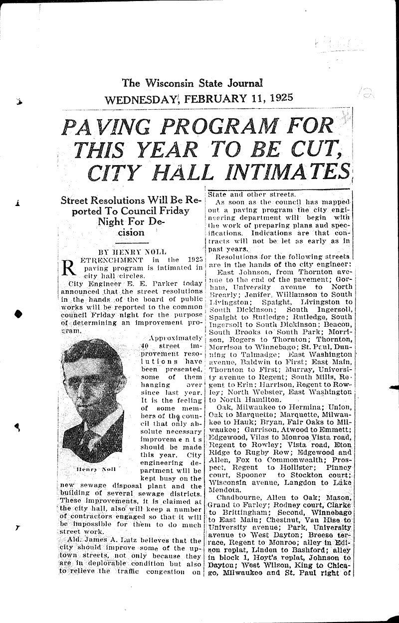  Source: Wisconsin State Journal Topics: Government and Politics Date: 1925-02-11
