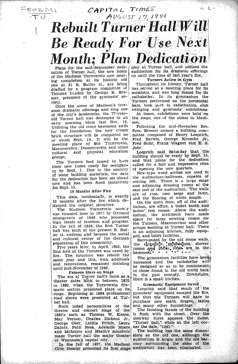  Source: Capital Times Topics: Architecture Date: 1941-08-17