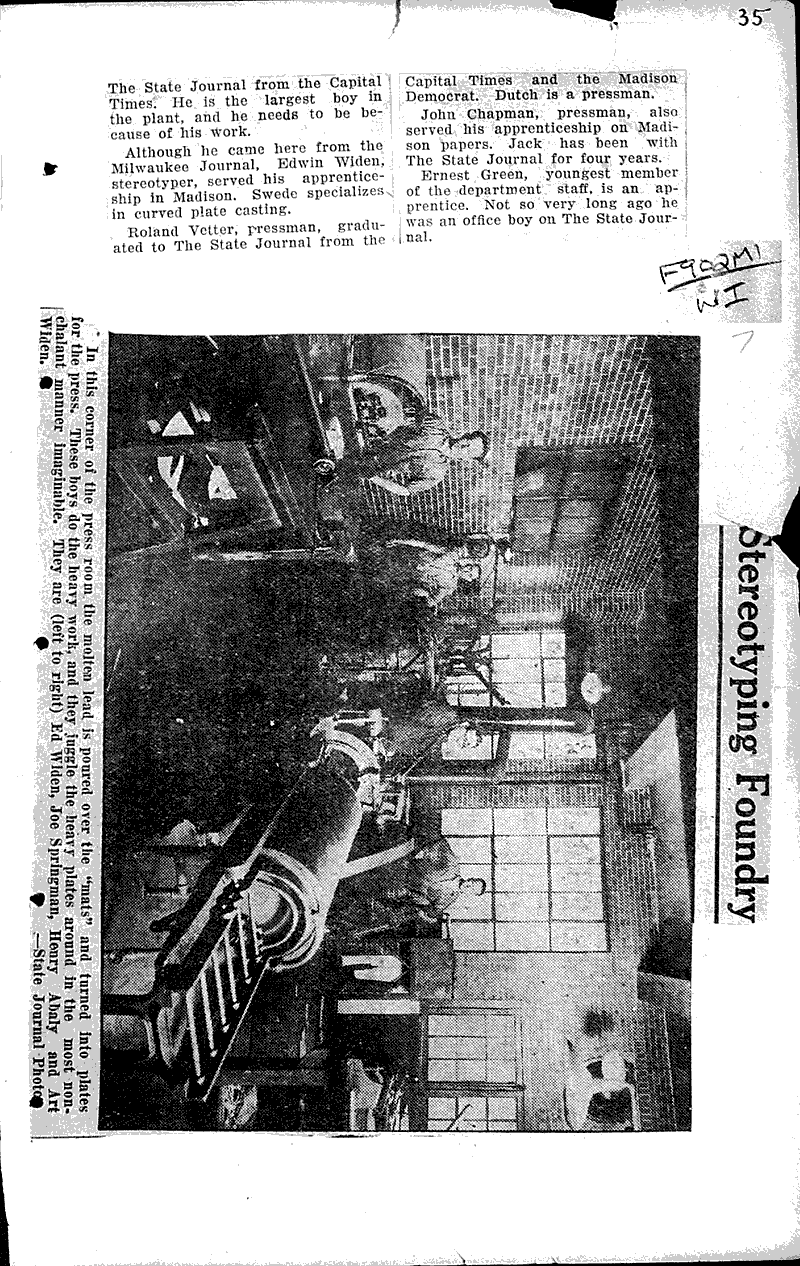 Madison men do press and stereotype work Source: Wisconsin State Journal
