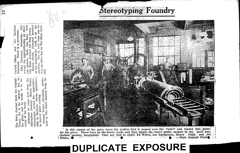 Madison men do press and stereotype work Source: Wisconsin State Journal