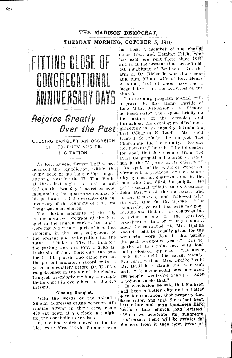  Source: Madison Democrat Topics: Church History Date: 1915-10-05
