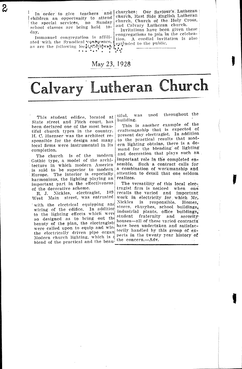 Source: Wisconsin State Journal Topics: Church History Date: 1928-04-22